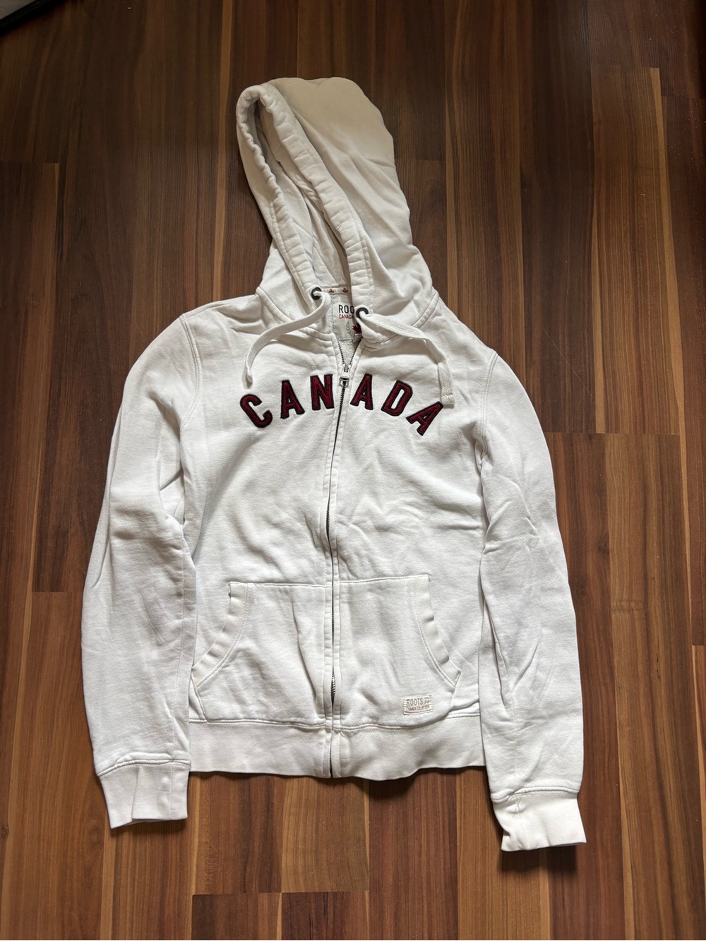 Roots White Canada Zip-Up Hoodie